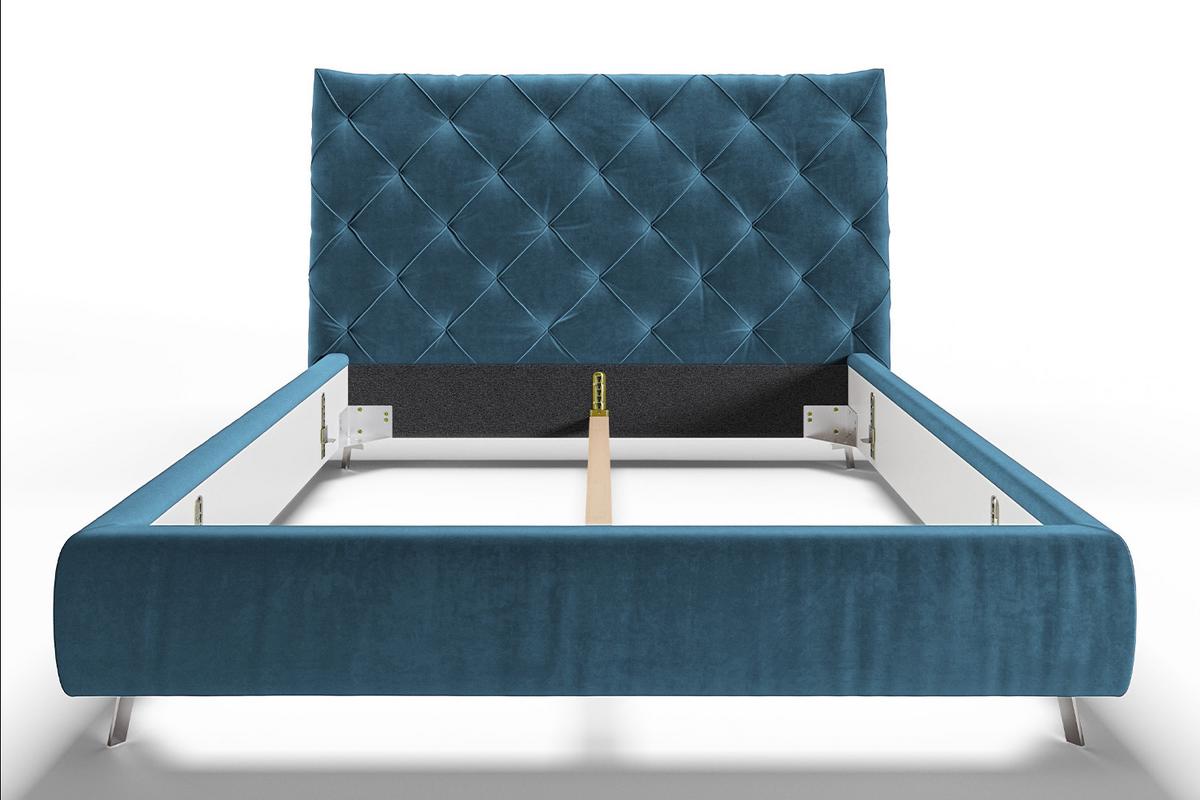 POLSTERBETT ANNY Petrol Velvet - Petrol, Textil (160/200cm) - KAWOLA