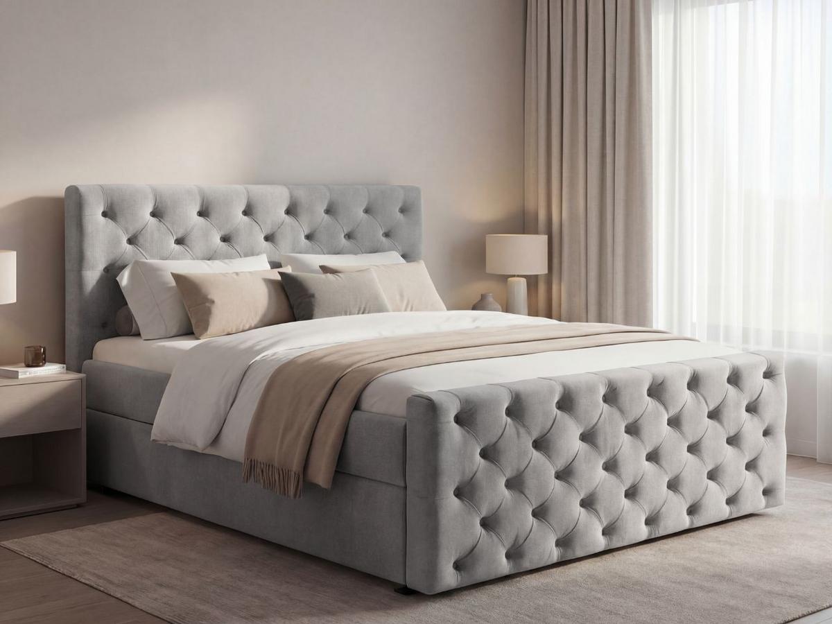 BOXBETT Montego 140x200 Hellgrau - Hellgrau, Holz/Textil (140/200cm) - Graingold
