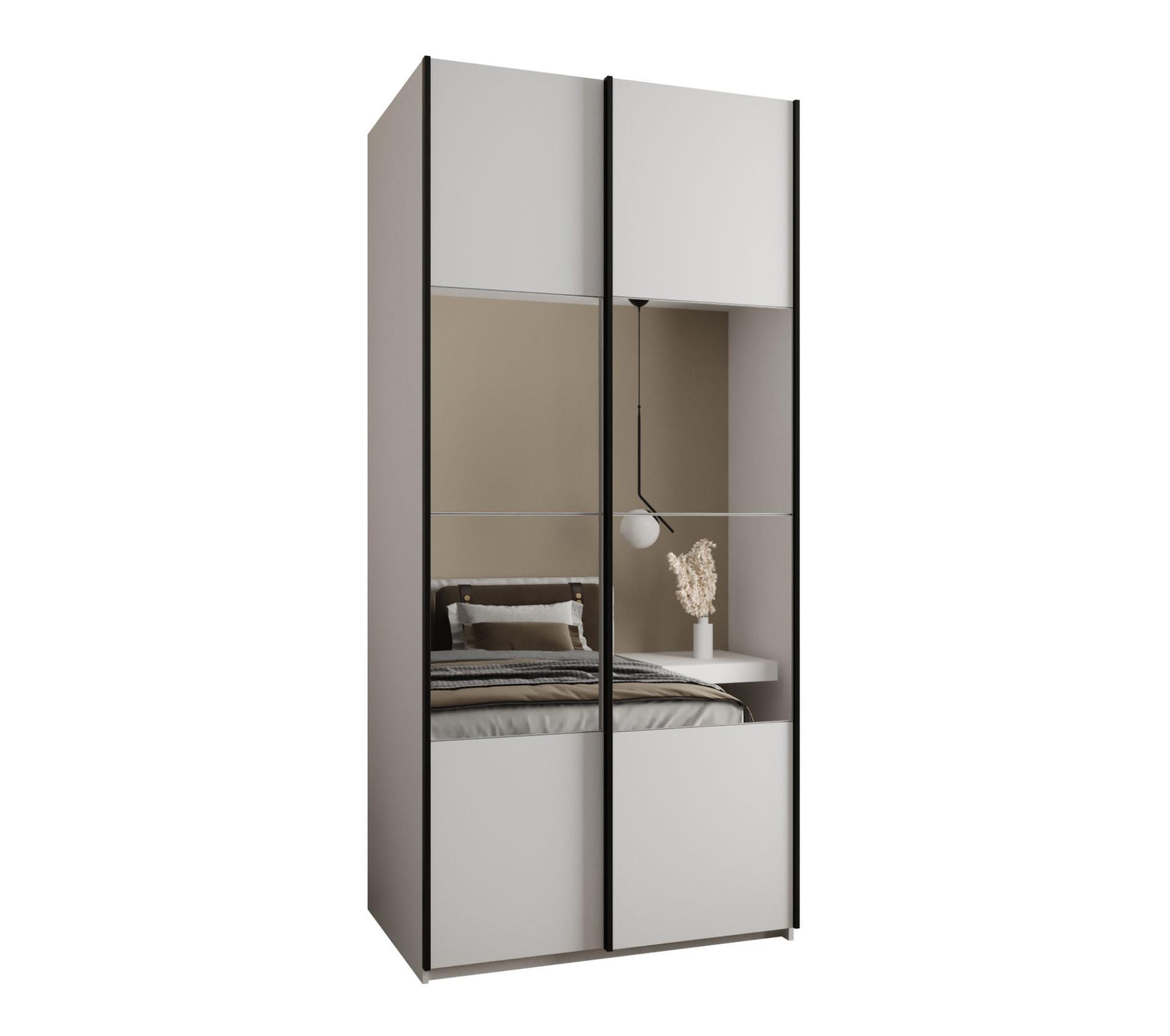 SCHWEBETÜRENSCHRANK 245,5/110/64 2-türig - Schwarz/Weiß, Holz/Metall (110/245/64cm) - Abiks Möbel