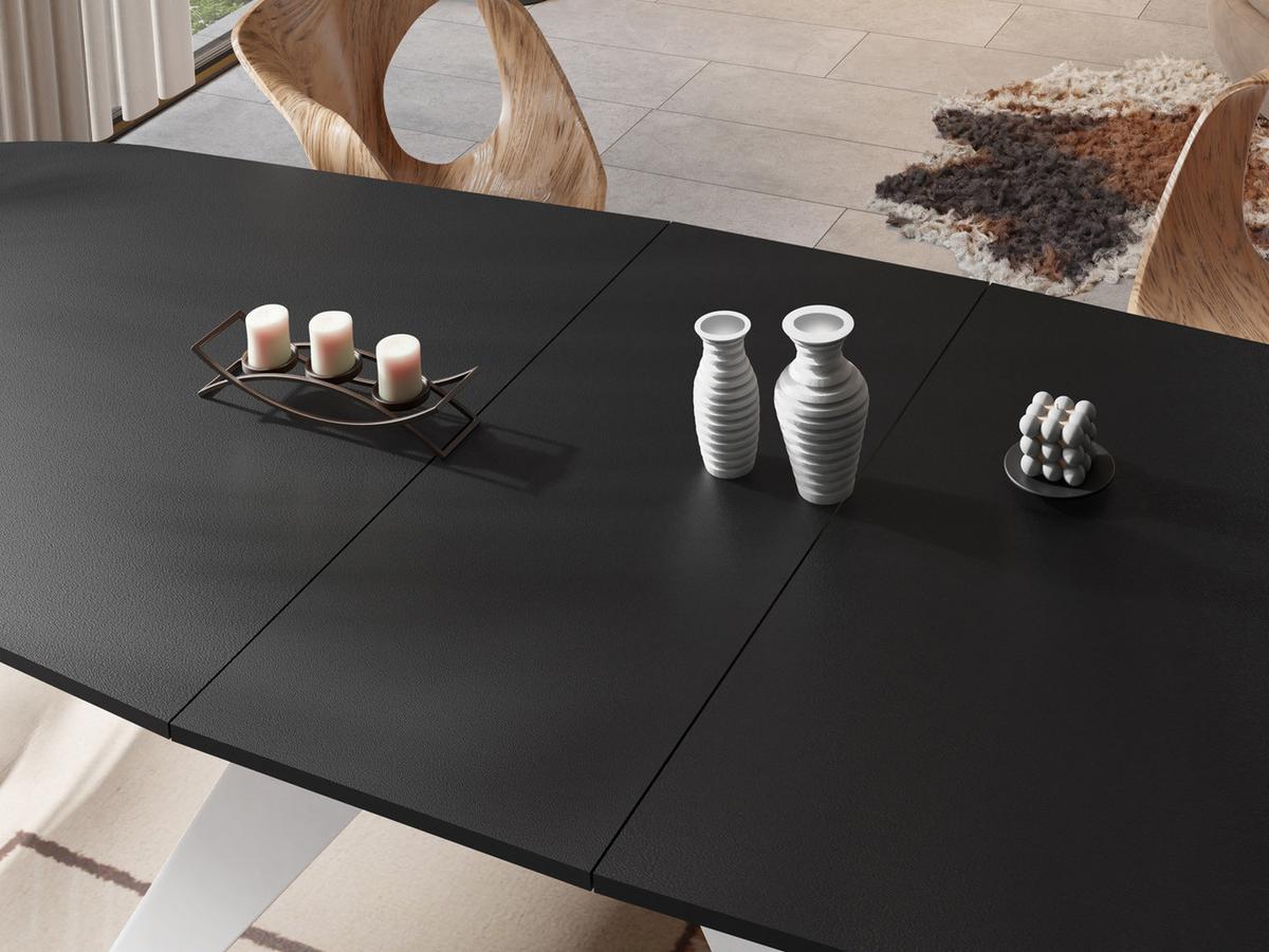 ESSTISCH Fatina rechteckig ausziehbar, Schwarz 180-218/90/76 cm - Schwarz/Weiß, Holzwerkstoff/Metall (90/220/76cm) - WFL GROUP