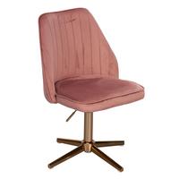 DREHSTUHL Samt mit Lehne und ohne Rollen, Rosa 46x47x100 cm - Pink/Goldfarben, Textil/Metall (46/100/47cm) - KADIMA DESIGN
