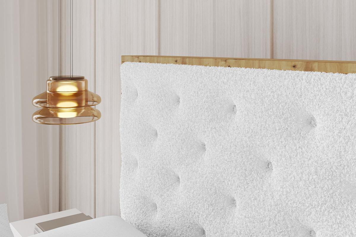 POLSTERBETT mit Bettkasten, Fußteil und Lattenrost, Boxbett mit Matratze H3/H4 - ENZO3-Z 180x200 Weiß - Weiß, Holzwerkstoff/Textil (180/200cm) - ALTDECOR