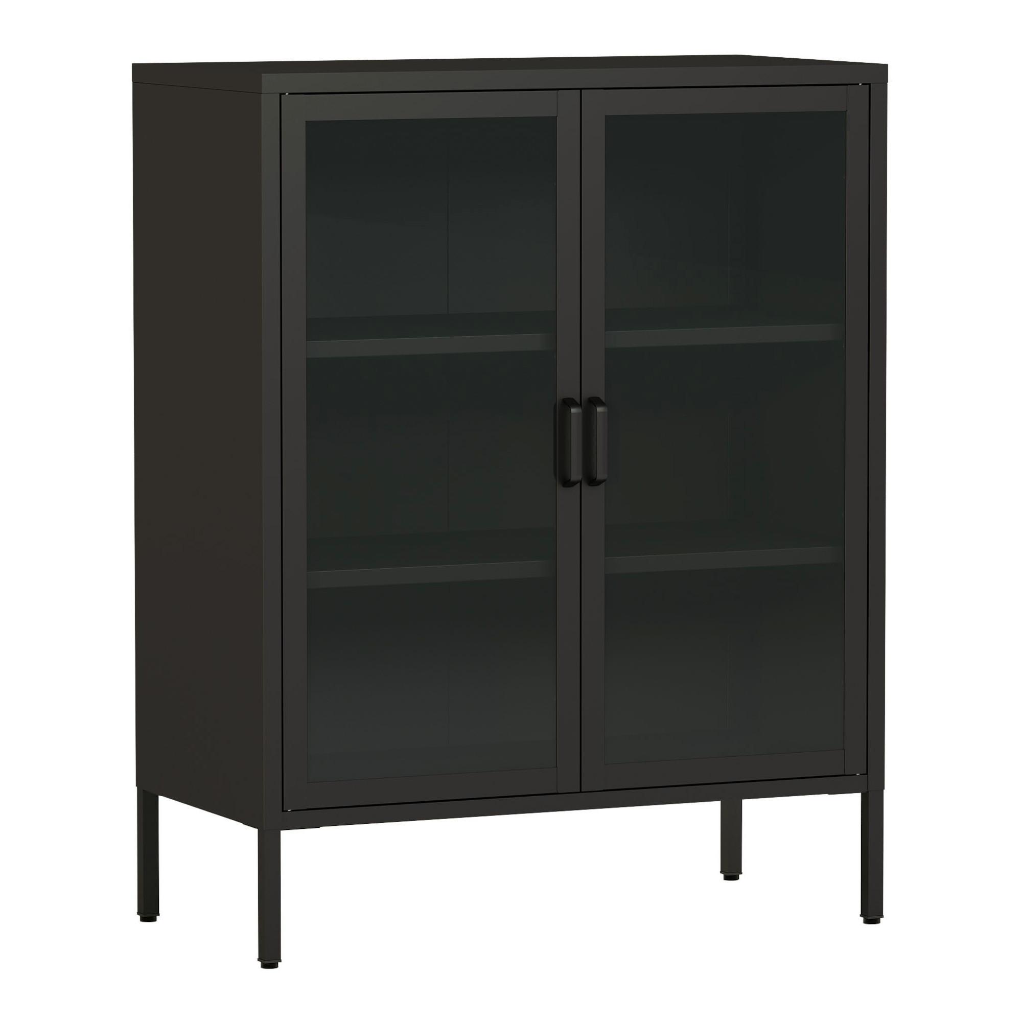 VITRINE Fauske - Schwarz, Metall (80/101.5/40cm) - [en.casa]