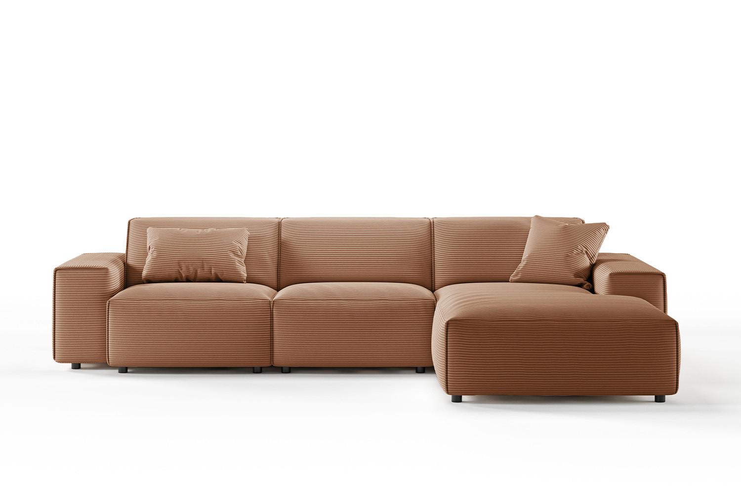 ECKSOFA RANI Braun Cord - Schwarz/Braun, Kunststoff/Textil (299/189cm) - KAWOLA
