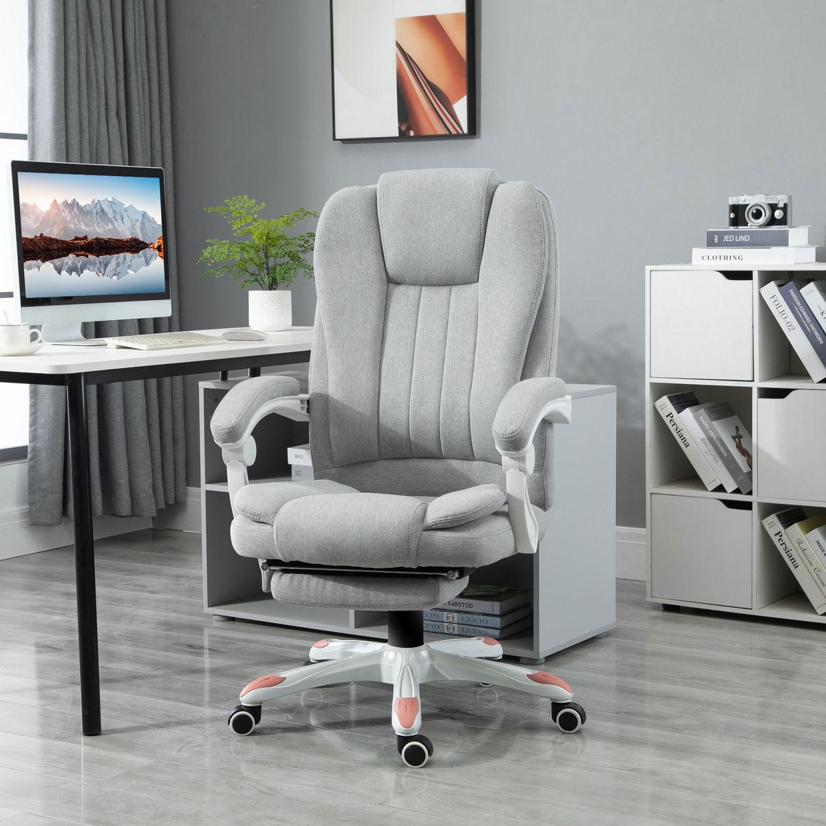 MASSAGE Bürostuhl, Schaumstoff, Grau - Grau, Kunststoff (63/107/66cm) - Vinsetto