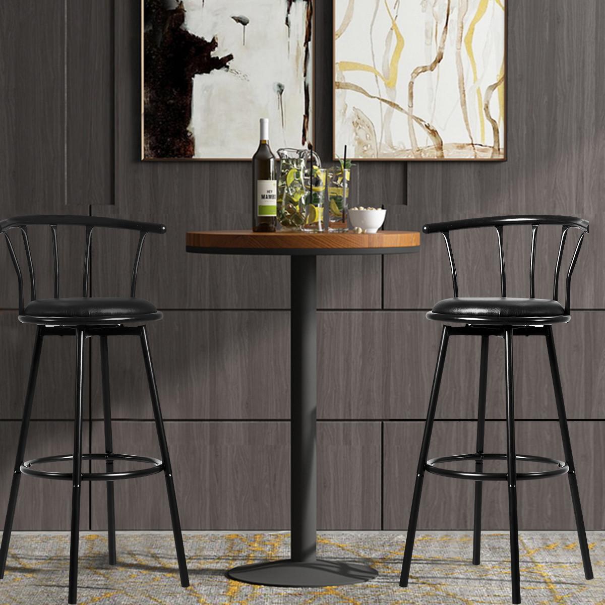BARHOCKER Schwarz(2er-Set) - Schwarz, Metall (56/102/39cm) - COSTWAY