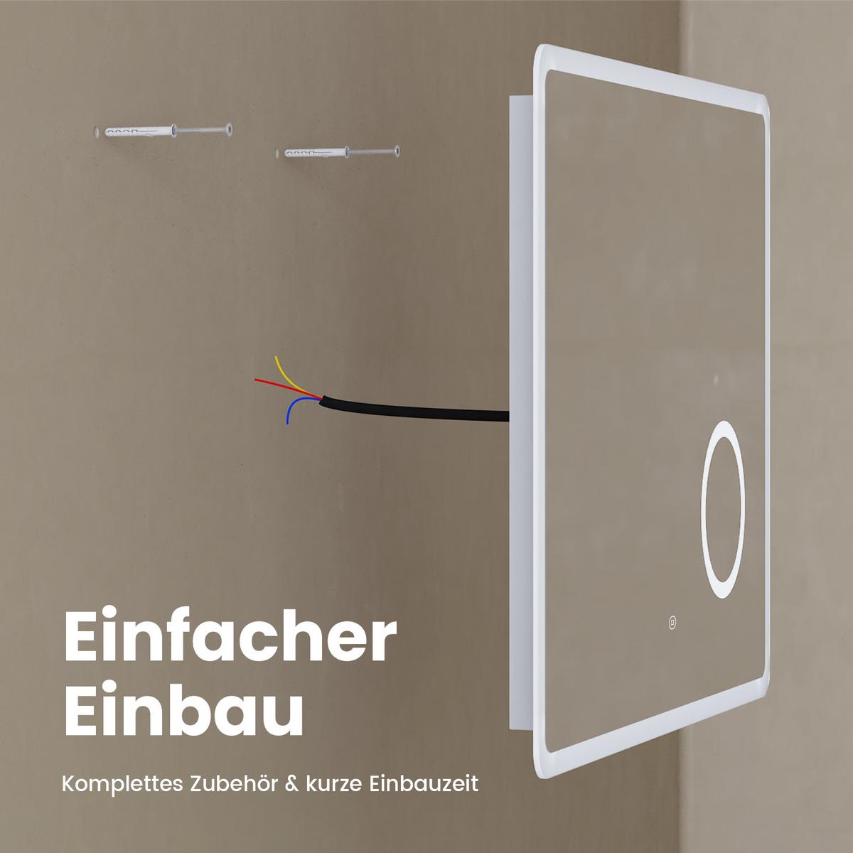 BADSPIEGEL mit Beleuchtung mit Integriertem Schminkspiegel 100/60/3,5 cm - Transparent, Glas (100/60/3.5cm) - EMKE