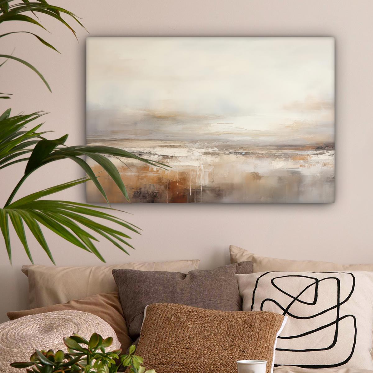 LEINWANDBILD Kunst - Industriell - Grau - Braun - Abstrakt Gemälde 60x40 cm - Sandfarben, Textil (60/40cm) - MuchoWow