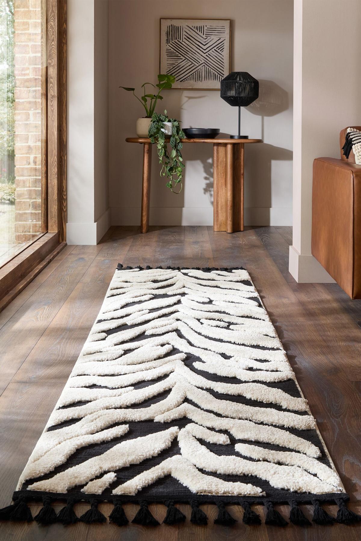 HOCHFLORTEPPICH mit Fransen MARA, mit Tier-Motiv, Beige, 80 x 300 cm - Beige, Textil (300/80cm) - KADIMA DESIGN