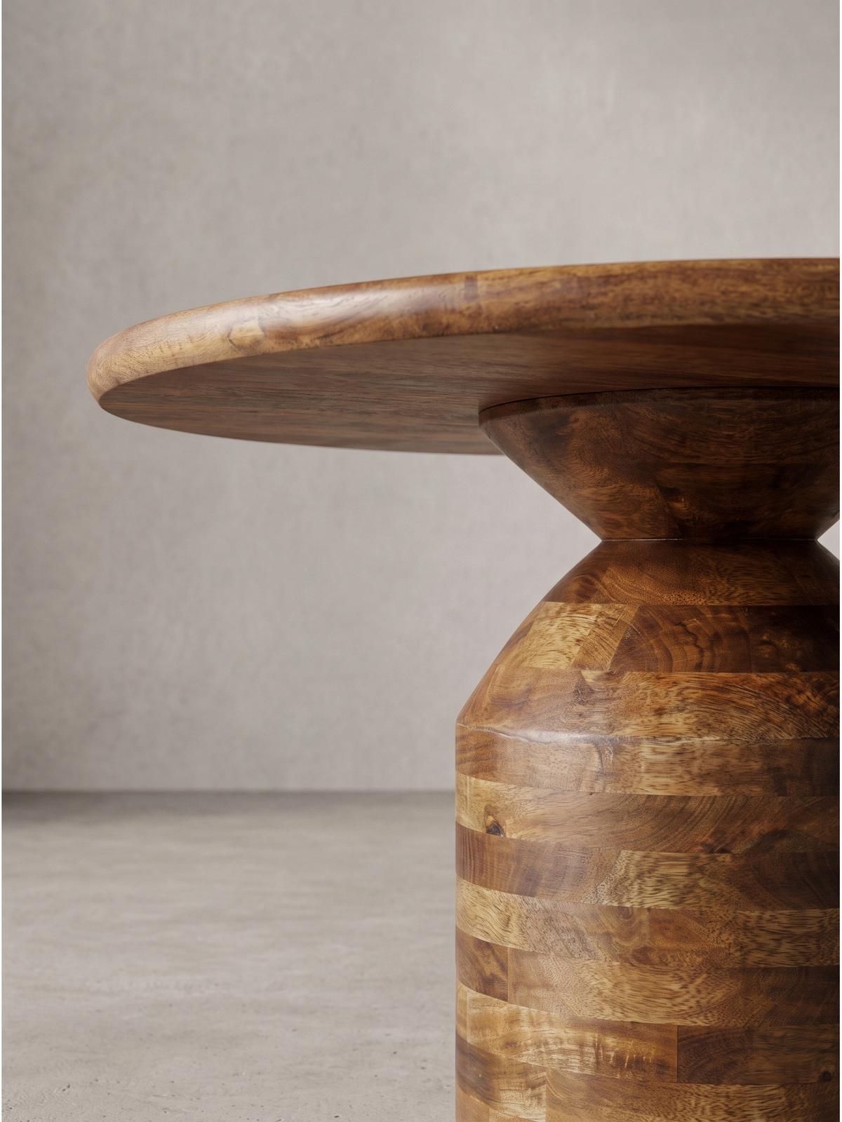 COUCHTISCH ATRANI, Mango Massivholz, Ø 60 x 41,5 cm - Braun, Mangoholz/Holz (60/60/41.5cm) - KADIMA DESIGN