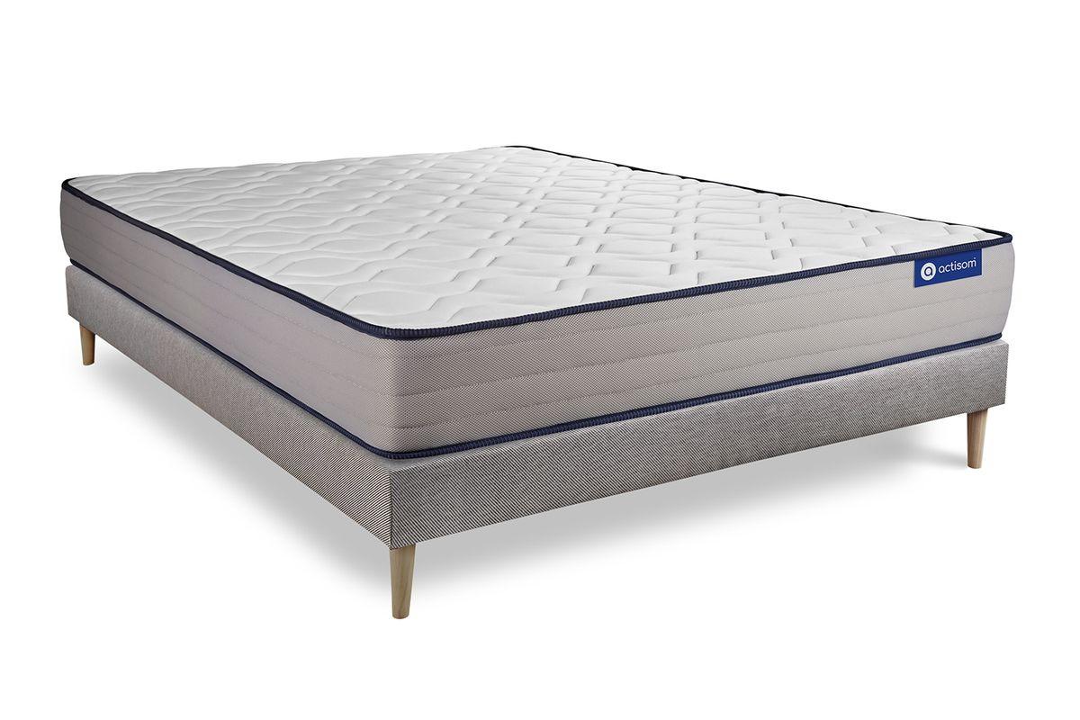 BETT Actilatex form Latex und Memory-Schaum 160 x 200 cm h3 - Kit Bettgestell Grau - Beige/Grau, Karton/Holz (160/200cm) - ACTISOM