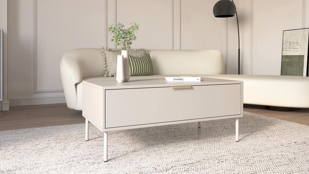 COUCHTISCH VENA kaschmir 100/50 cm - Taupe/Beige, Holzwerkstoff/Metall (50/100/44cm) - Selsey