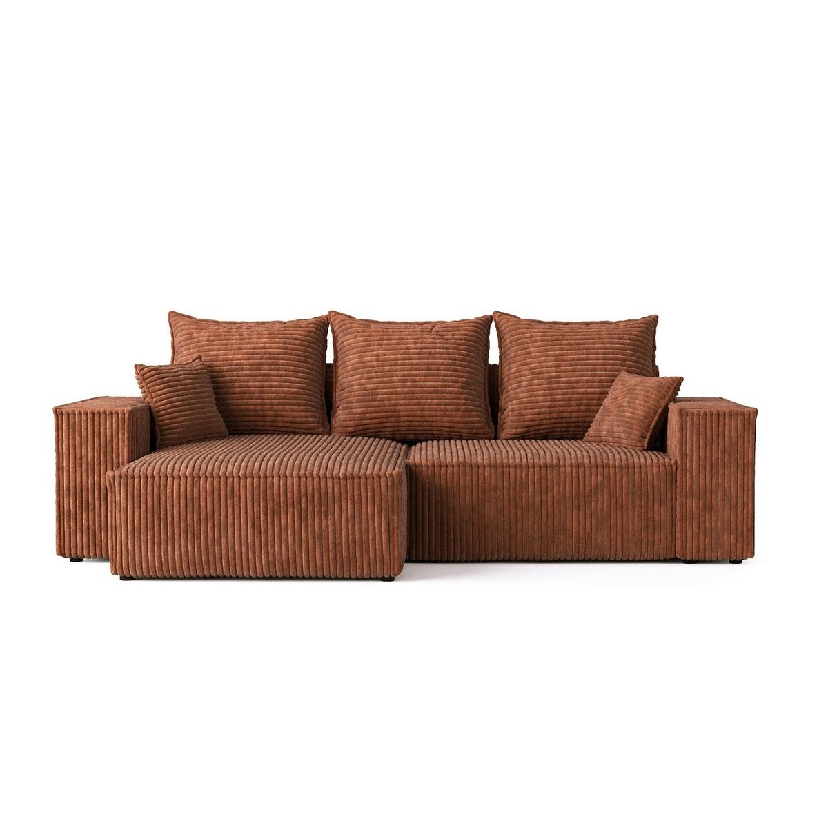 ECKSOFA SENSO mit Schlaffunktion Kupfer im Tilia Stoff - Schwarz/Kupferfarben, Holz/Holzwerkstoff (255/148cm) - AltaBeds