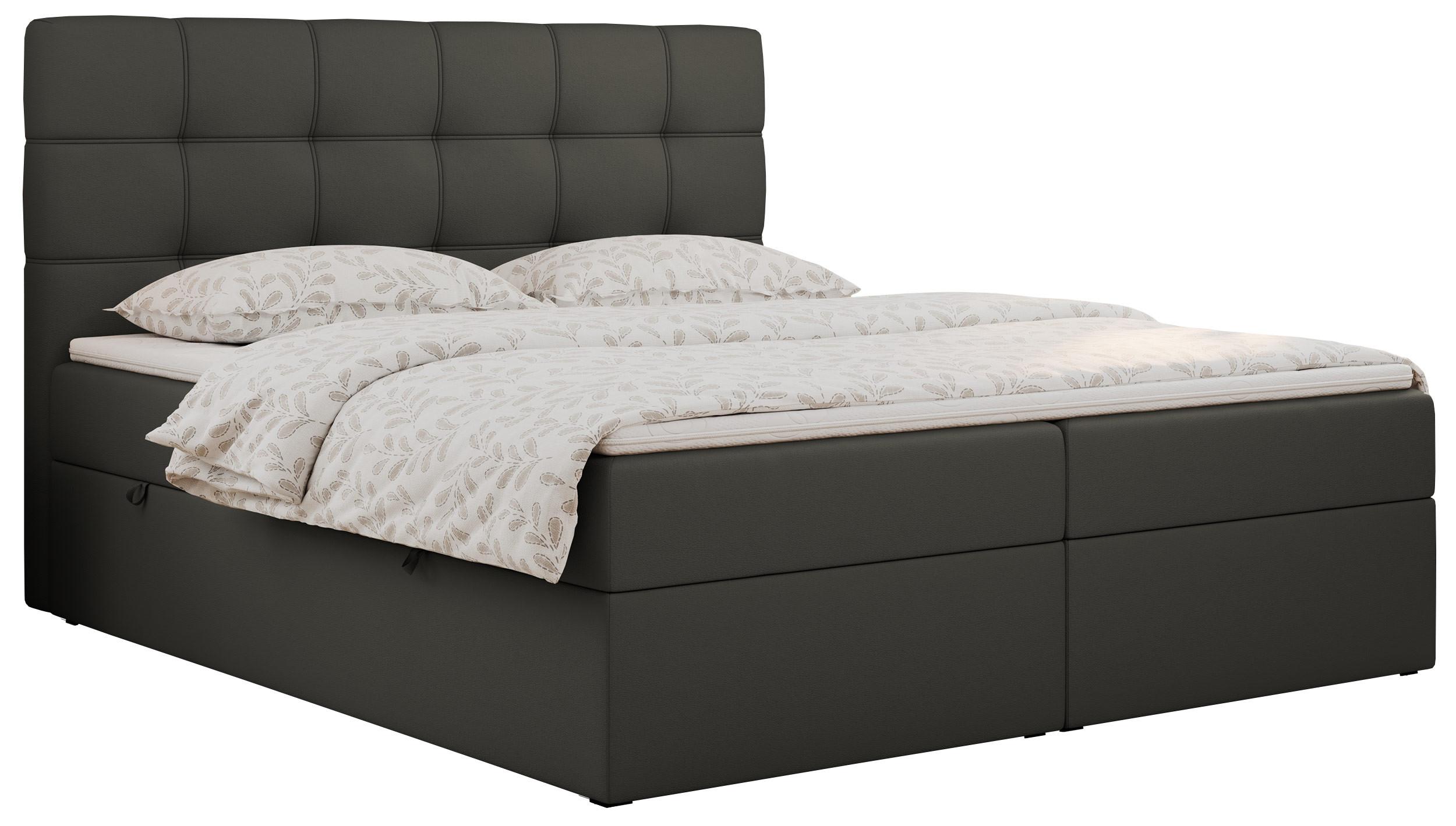 BOXBETT ERNI 160/200 - Dunkelgrau Kunstleder - H4 - Dunkelgrau, Holz/Textil (160/200cm) - MKS