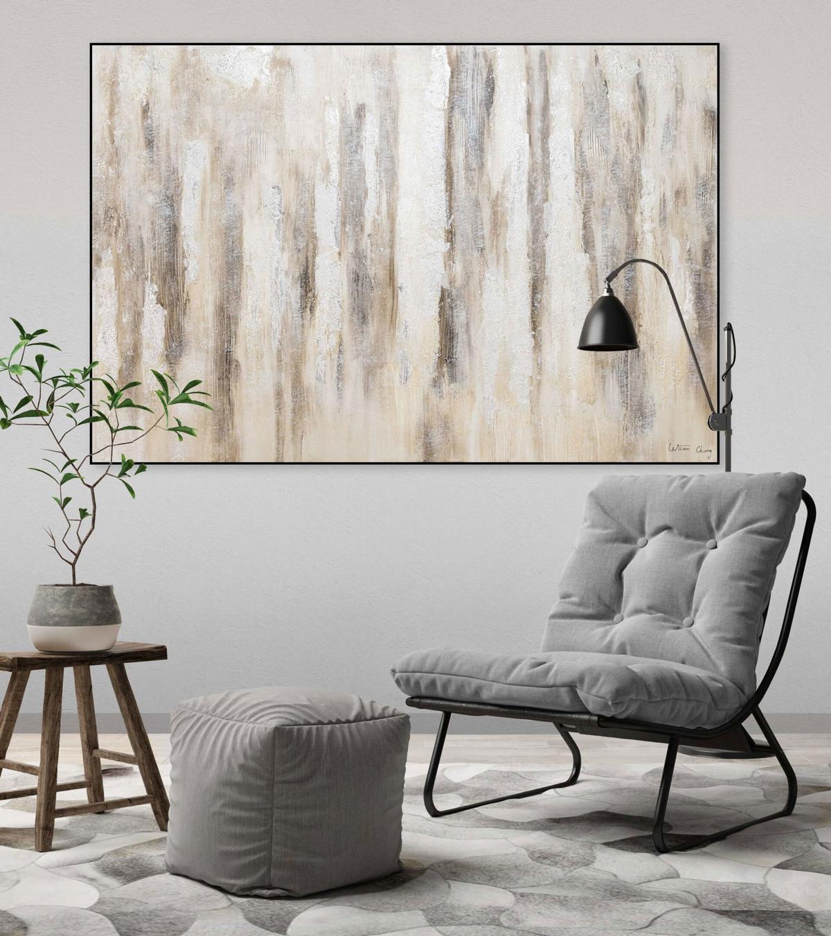 ACRYLBILD HANDGEMALT 120/80 cm - Schwarz, Holz/Textil (120/80cm) - KUNSTLOFT