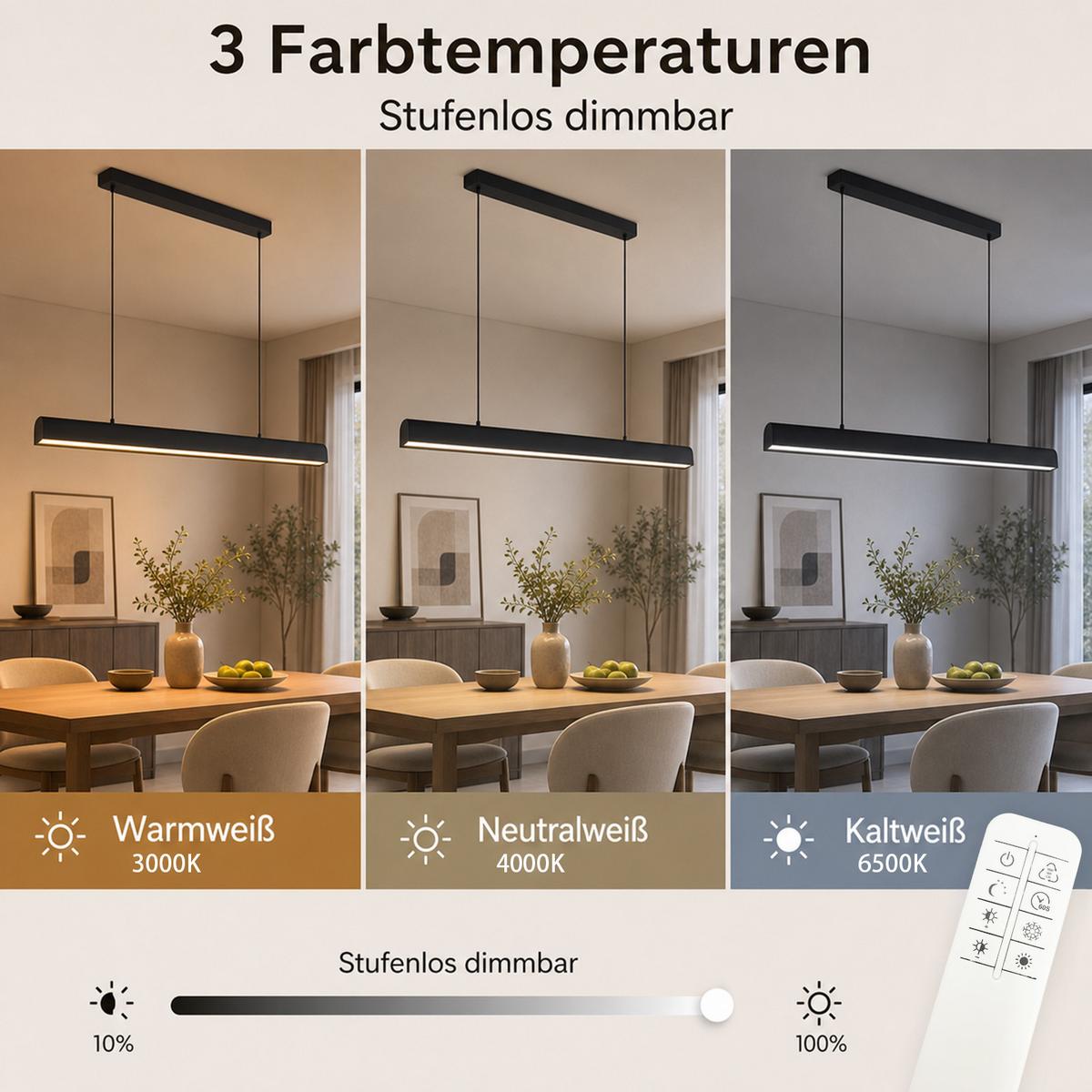LED PENDELLEUCHTE Fyrith 106.7/7.5/161 cm - Schwarz, Kunststoff/Metall (106.7/7.5/161cm) - ZMH