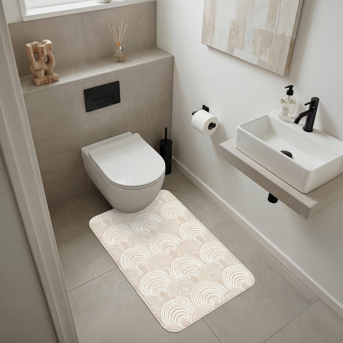 BADEMATTE Wellen - Textur - Beige 60x90 cm - Kaschmir, Textil (60/90cm) - OnlyWow