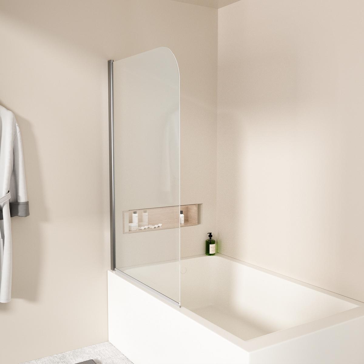 DUSCHWAND für Badewannen mit Schwenkfunktion Leicht zu Reinigen 80/140 cm - Transparent, Glas (80/140cm) - EMKE