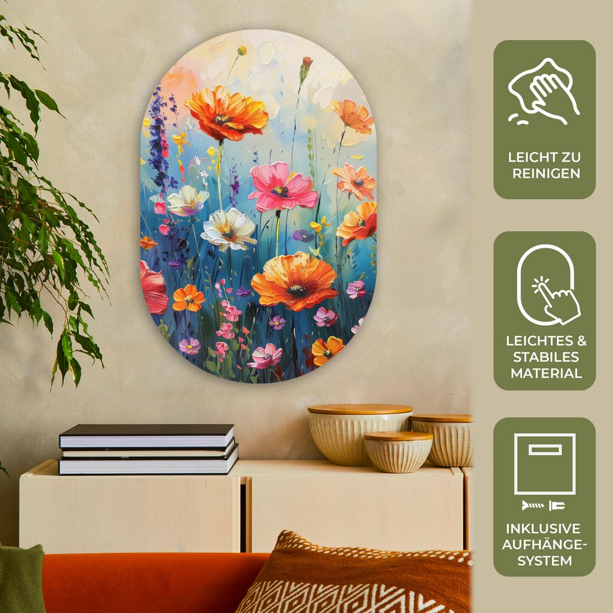 WANDBILD Blumen - Natur - Aquarell - Kunst Wanddeko Schlafzimmer 60x90 cm - Multicolor, Kunststoff (60/90cm) - MuchoWow
