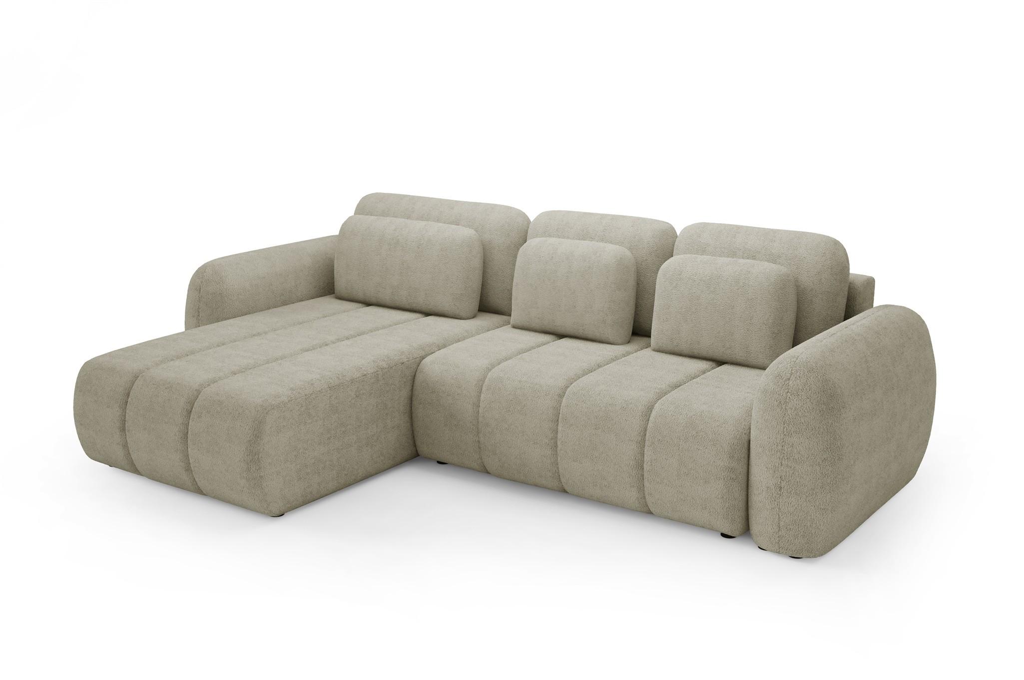ECKSOFA Caria Mit Schlaffunktion - Creme, Holzwerkstoff/Textil (304/190cm) - Fun Möbel