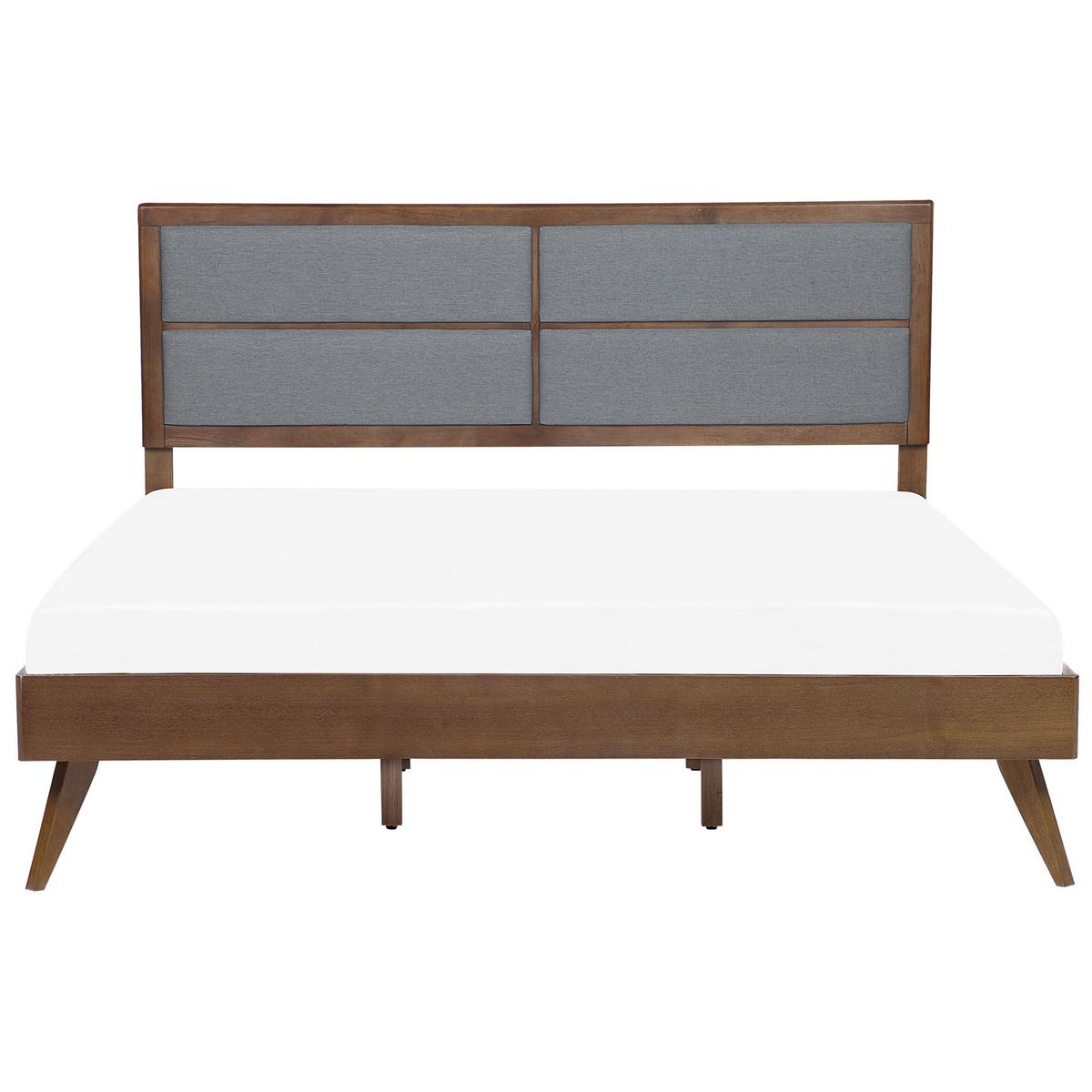 HOLZBETT 180/200cm Dunkler Holzfarbton Poissy - Dunkelbraun, Holzwerkstoff/Textil (180/200cm) - Beliani