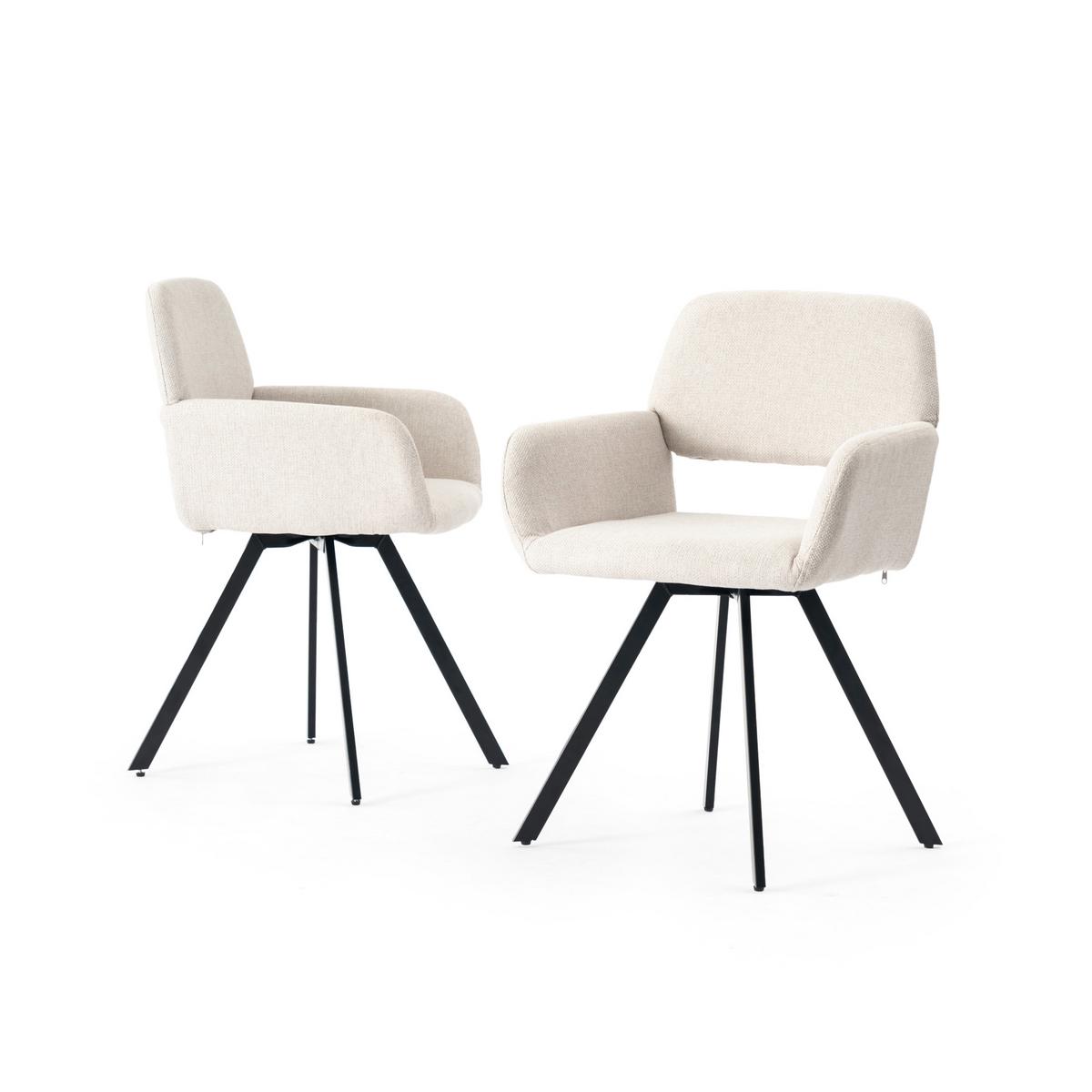 ARMLEHNSTUHL-SET 4 Stück Braun und Beige - Beige/Braun, Holzwerkstoff/Textil (57/82/53cm) - Urban Meuble
