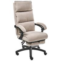 CHEFSESSEL mit Fußstütze Chenillegewebe Beige Eaton - Beige, Textil (50/114/66cm) - Beliani