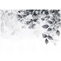 FOTOTAPETE Blätter Schwarz und Weiß Wohnzimmer 400x280 - Weiß, Papier (400/280cm) - Wallarena