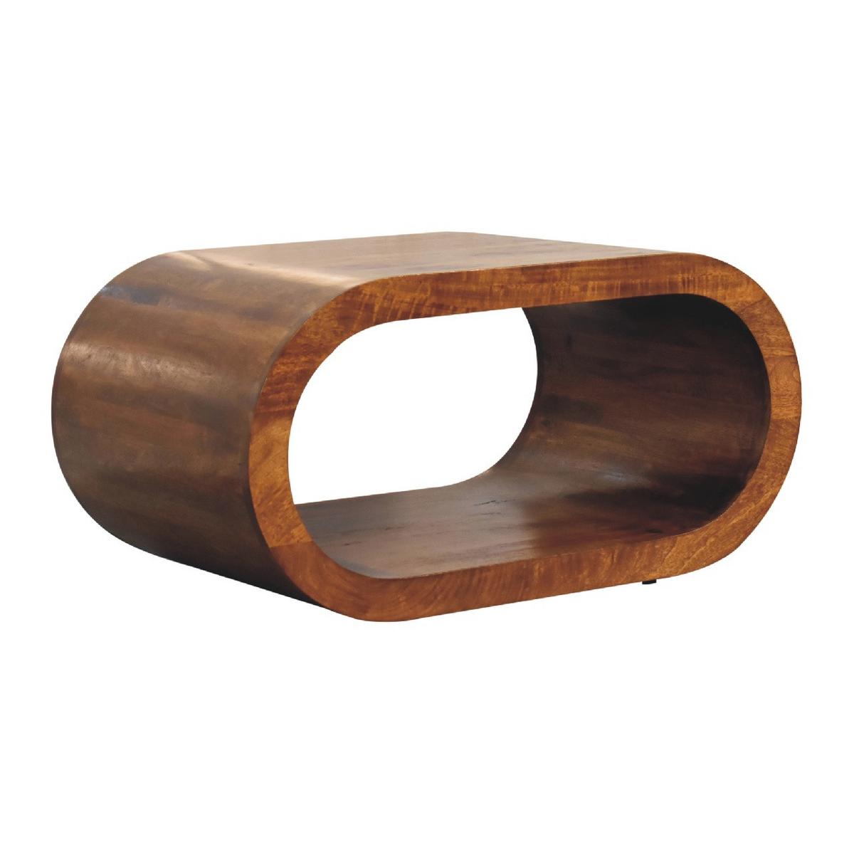 COUCHTISCH Massivholz Amaya, Offenes Fach, Dunkelbraun - Dunkelbraun/Messingfarben, Holz/Metall (50/80/40cm) - Artisan Furniture