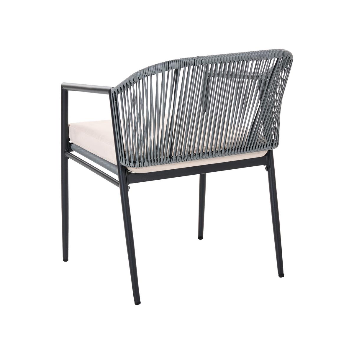 LOUNGE-SET mit Tisch 4-Sitzer Polyrattan Schwarz Flero - Dunkelgrau/Beige, Kunststoff - Beliani