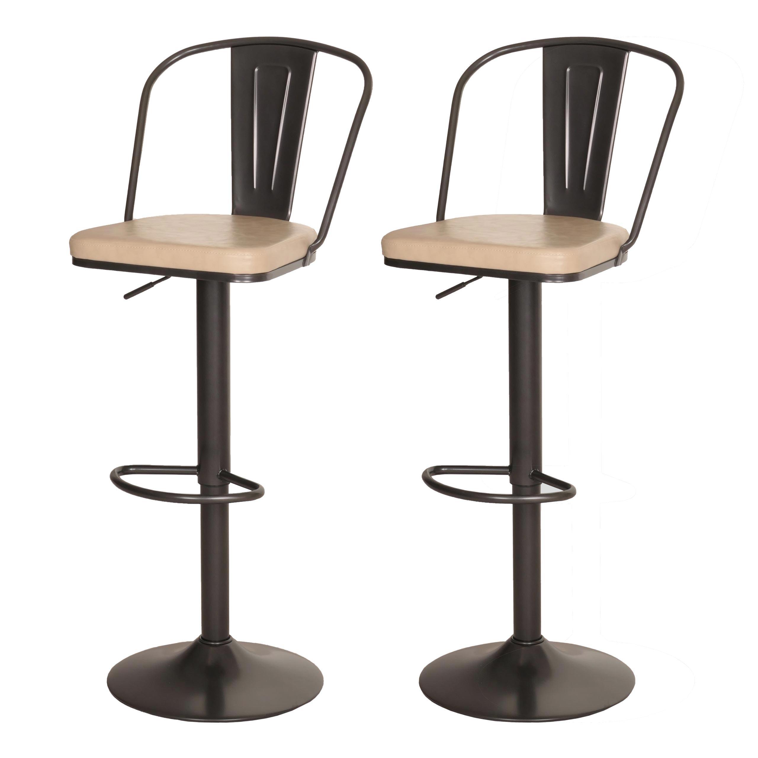 BARHOCKER H10A Schwarz, Beige 2er-Set - Beige/Schwarz, Textil (43/112/42cm) - MCW