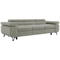 3-SITZER SOFA PETER - Hellgrau Stukture - Hellgrau/Schwarz, Textil/Metall (262/76/99cm) - MKS