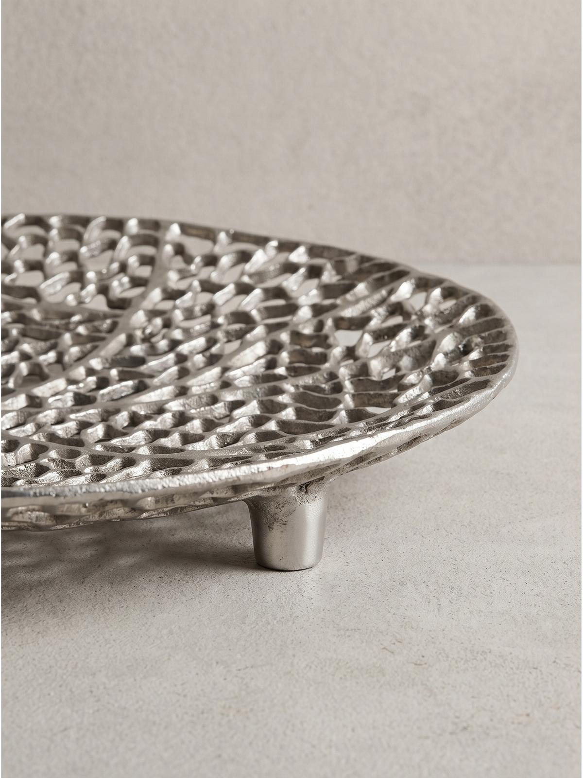 DEKOSCHALE ASTLUX, Aluminium, handgefertigt, Silber, Ø 44 x 4 cm - Silberfarben, Metall (44/4cm) - KADIMA DESIGN