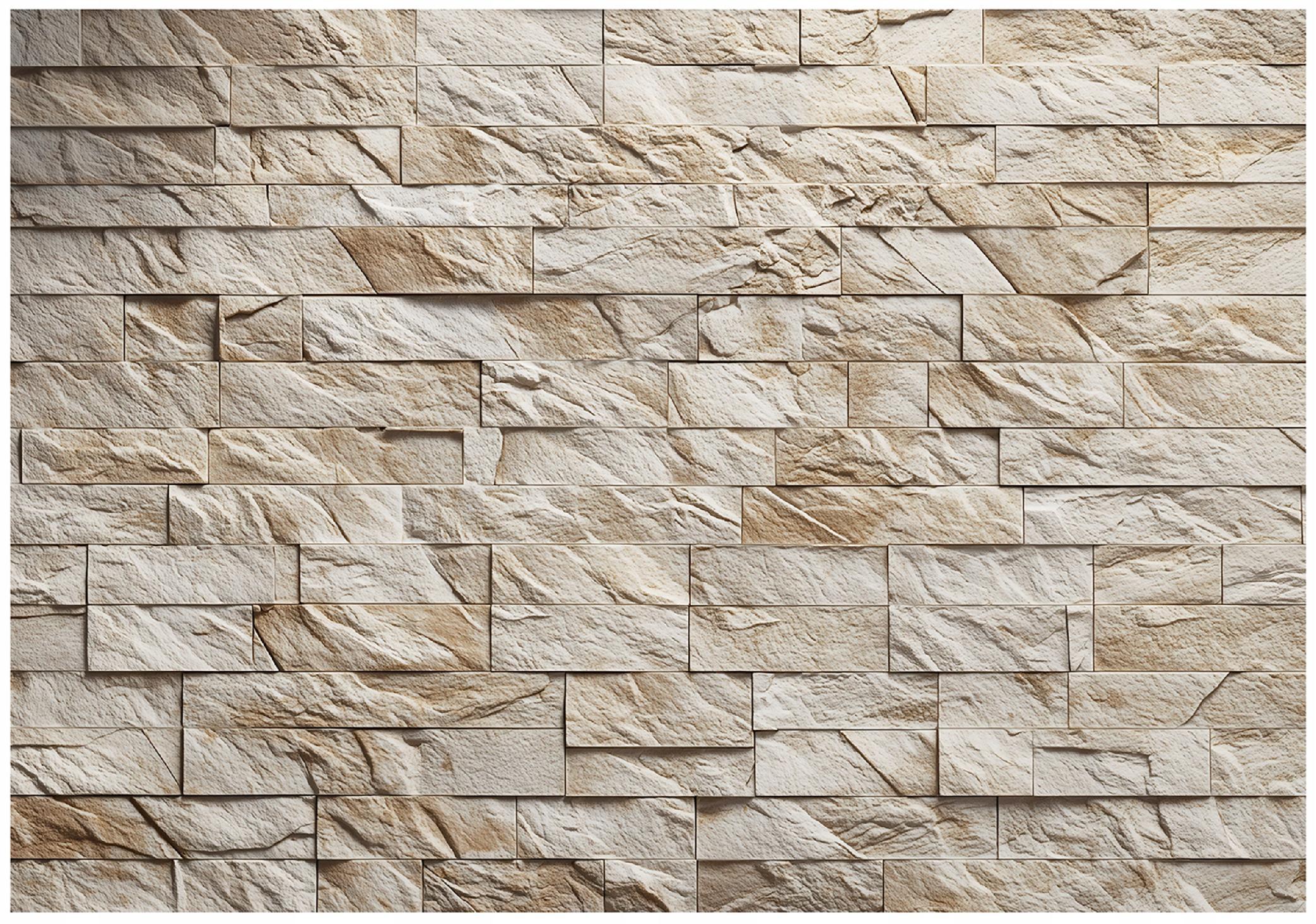 FOTOTAPETE Ziegel Wand Beige 300x210 cm - Multicolor, Papier (300/210cm) - Wallarena