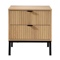 NACHTTISCH 2 Schubladen Effekt Holz mit Rillen - H51cm - Apfelbaumfarben, Holzwerkstoff (29/51/45cm) - Calicosy