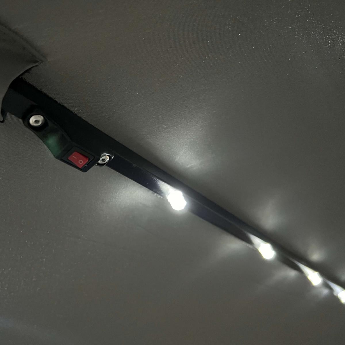 GARTENSCHIRM mit LED, Solar Grau 300/245/300 - Grau, Textil/Metall (300/300cm) - RAUMHIRSCH FURNITURE