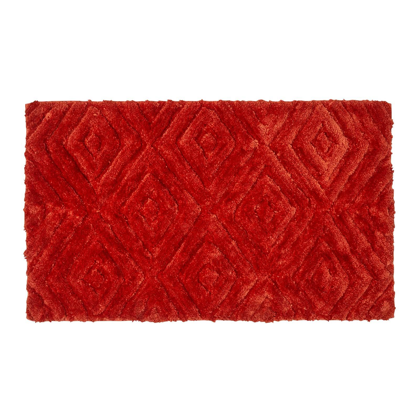 BADEMATTE 50/80 cm Rautenmuster, Hochflor - Orange, Textil (50/80cm) - Homescapes