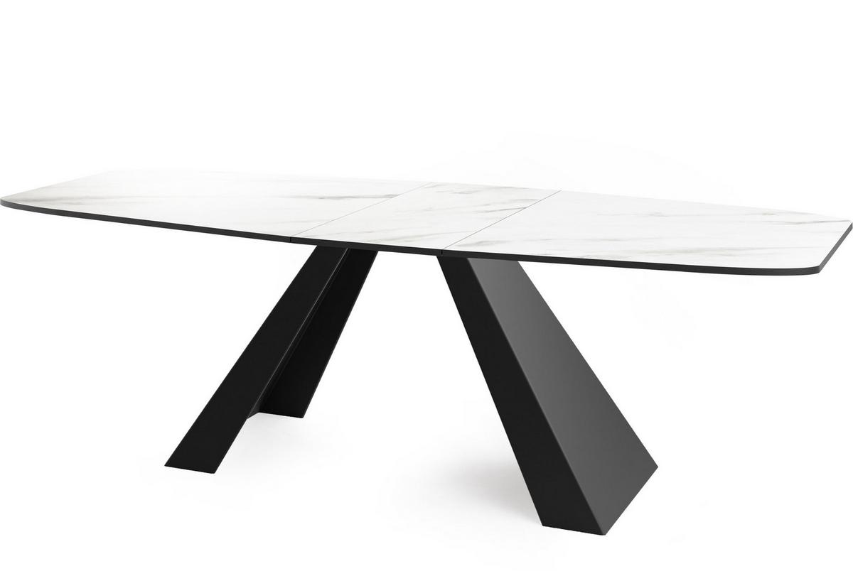 ESSTISCH Monte rechteckig ausziehbar, Marmor Weiß 160-200/80/76 cm - Ecru/Schwarz, Holzwerkstoff/Metall (80/198/76cm) - WFL GROUP