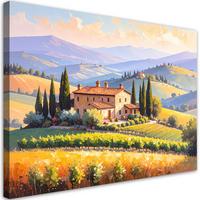 LEINWANDBILD Toskana Landschaft Haus auf einem Hügel 120x80cm - Grün, Textil (120/80cm) - Feeby