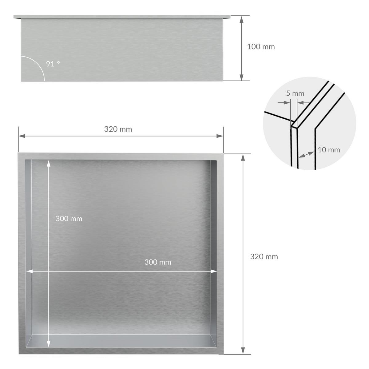 DUSCHNISCHE Silber 30/30 cm - Silberfarben, Metall (30/30/10cm) - LuxeBath