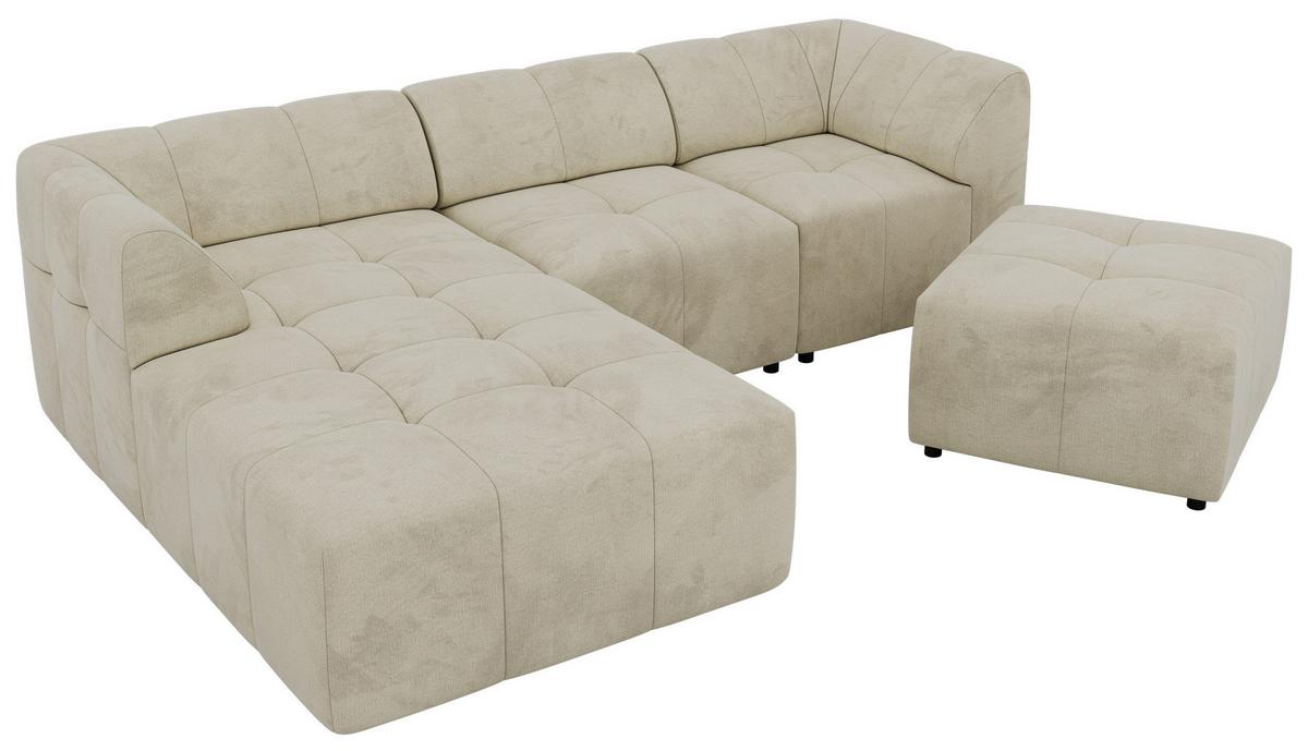 ECKSOFA VORITA L 4M - Beige Velvet - Links Seite - Beige/Schwarz, Kunststoff/Textil (267/176cm) - MKS