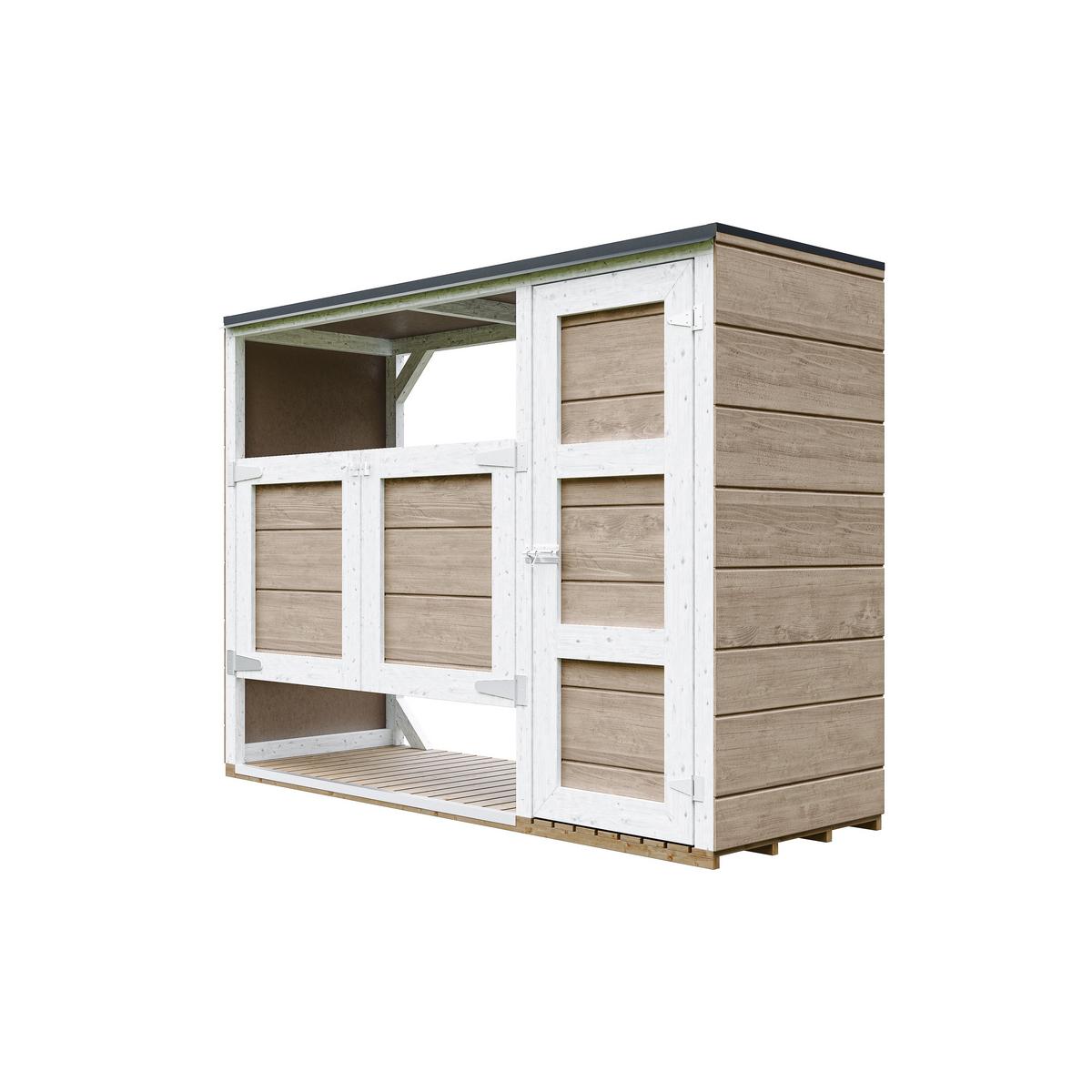 MÜLLTONNENBOX 2er 240L, M981A-TERRA BROWN, aus wetterfestem LP Smartside Holz - Braun, Holz (217/159/75cm) - Timbela