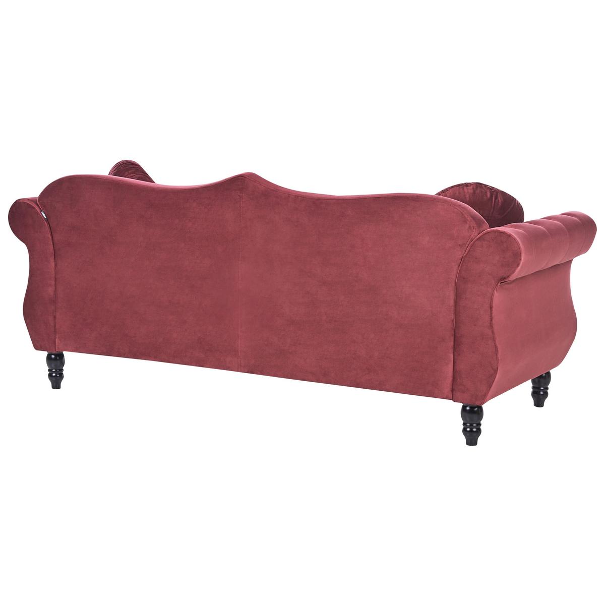 3-SITZER-SOFA Samtstoff Dunkelrot Skien - Dunkelrot, Textil (204/86/78cm) - Beliani