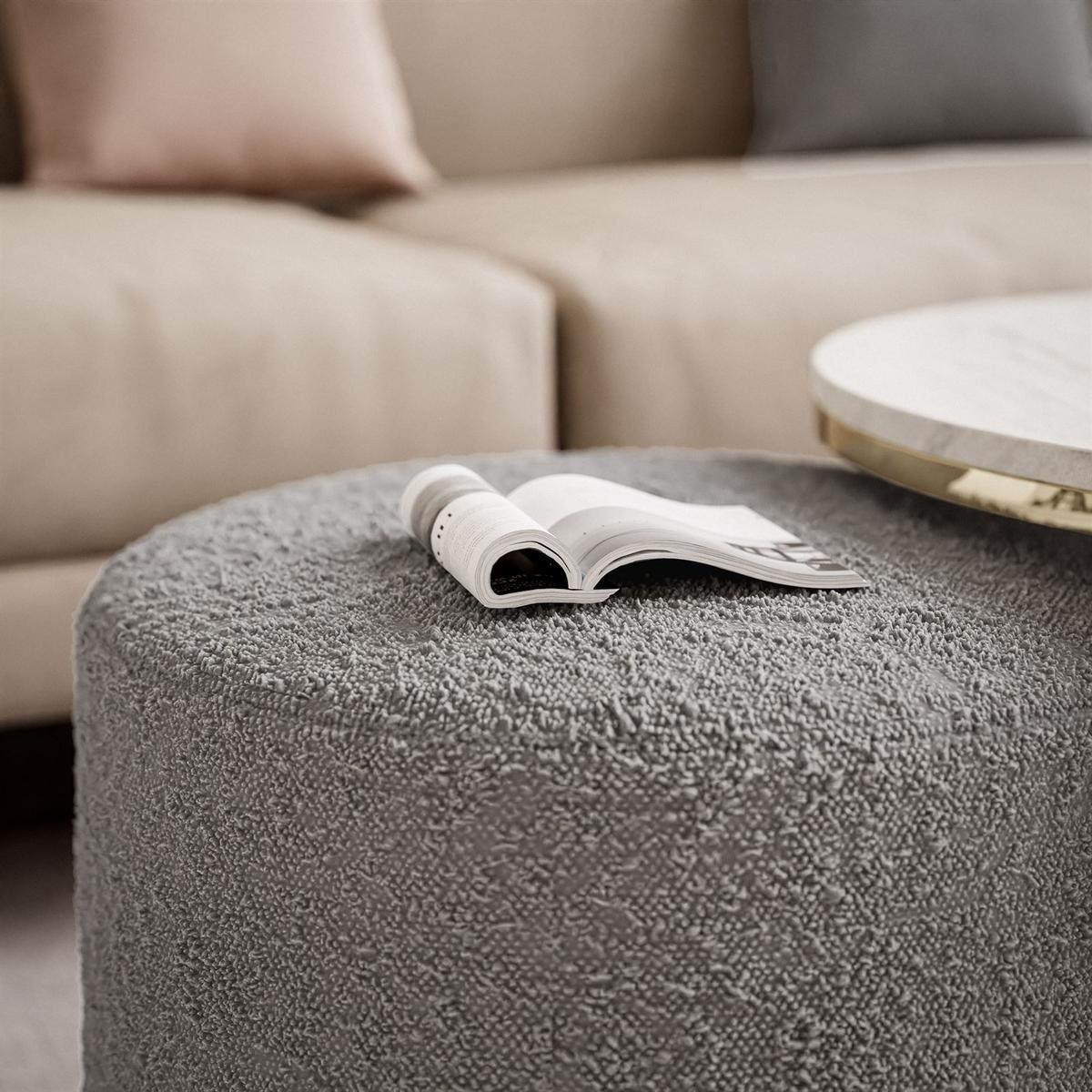 COUCHTISCH CIRI-X mit Hocker Gold Chrom|Marmor Levanto|Ascot taupe - Goldfarben/Weiß, Holzwerkstoff/Textil (70/70/46cm) - Lookway