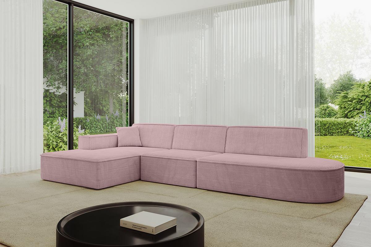 ECKSOFA Ottomane Links IREA-L2-v4 - 327x165x77 cm Rosa - Rosa, Holzwerkstoff/Textil (327/165cm) - ALTDECOR