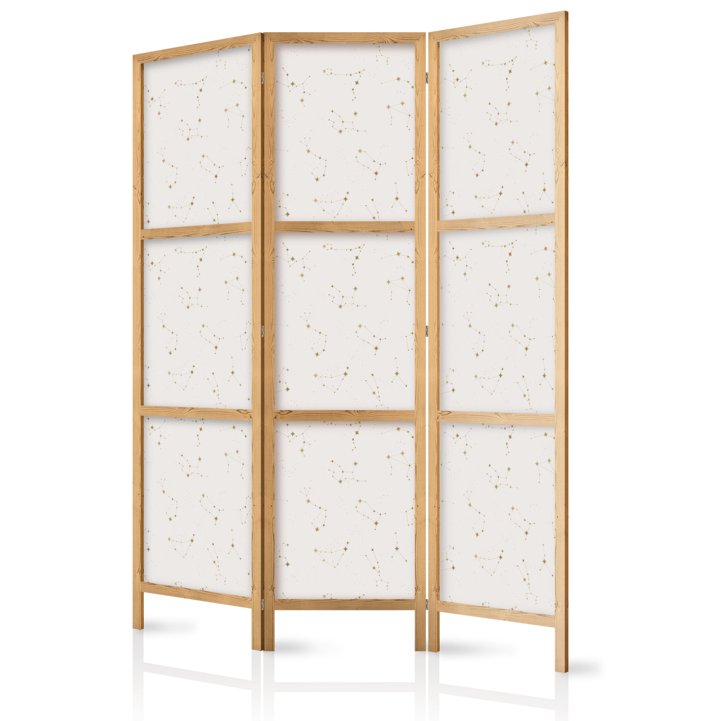 PARAVENT Japanischer 3-tlg 135x172 cm Sternkonstellationen - Multicolor, Holz/Textil (135/172/3cm) - Muralo