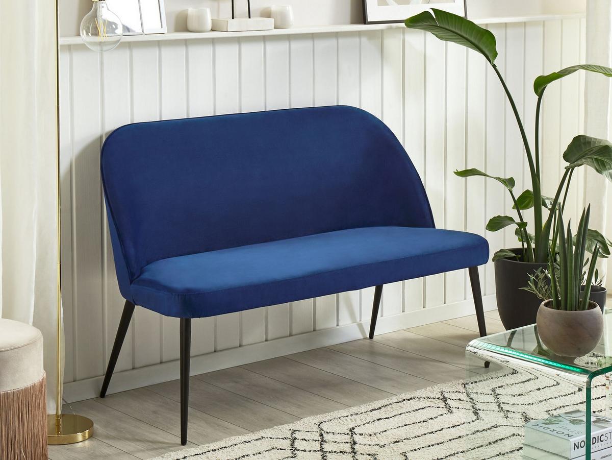 2-SITZER-KÜCHENSOFA Samtstoff Marineblau Osby - Hellblau, Textil (130/85/49cm) - Beliani