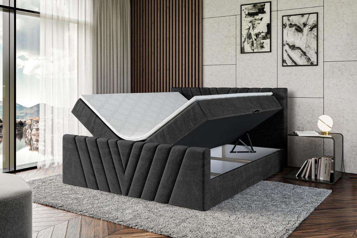 BOXBETT ERNINA-Z - 140x200 cm - H4 - Schwarz - Schwarz, Holzwerkstoff (140/200cm) - ALTDECOR