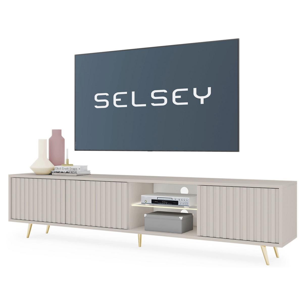 TV-LOWBOARD Bello Greige 175 cm - Taupe/Goldfarben, Holzwerkstoff/Metall (175/45/31.6cm) - Selsey