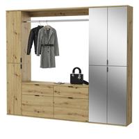 GARDEROBEN-SET Eiche 212 cm, Komplett Garderobe mit Spiegel und viel Stauraum - Schwarz/Eiche Artisan, Glas/Holzwerkstoff (212/193/34cm) - Inn.Furn